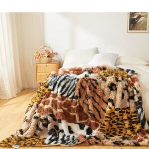 Luxury Animal Print Faux Fur Blanket